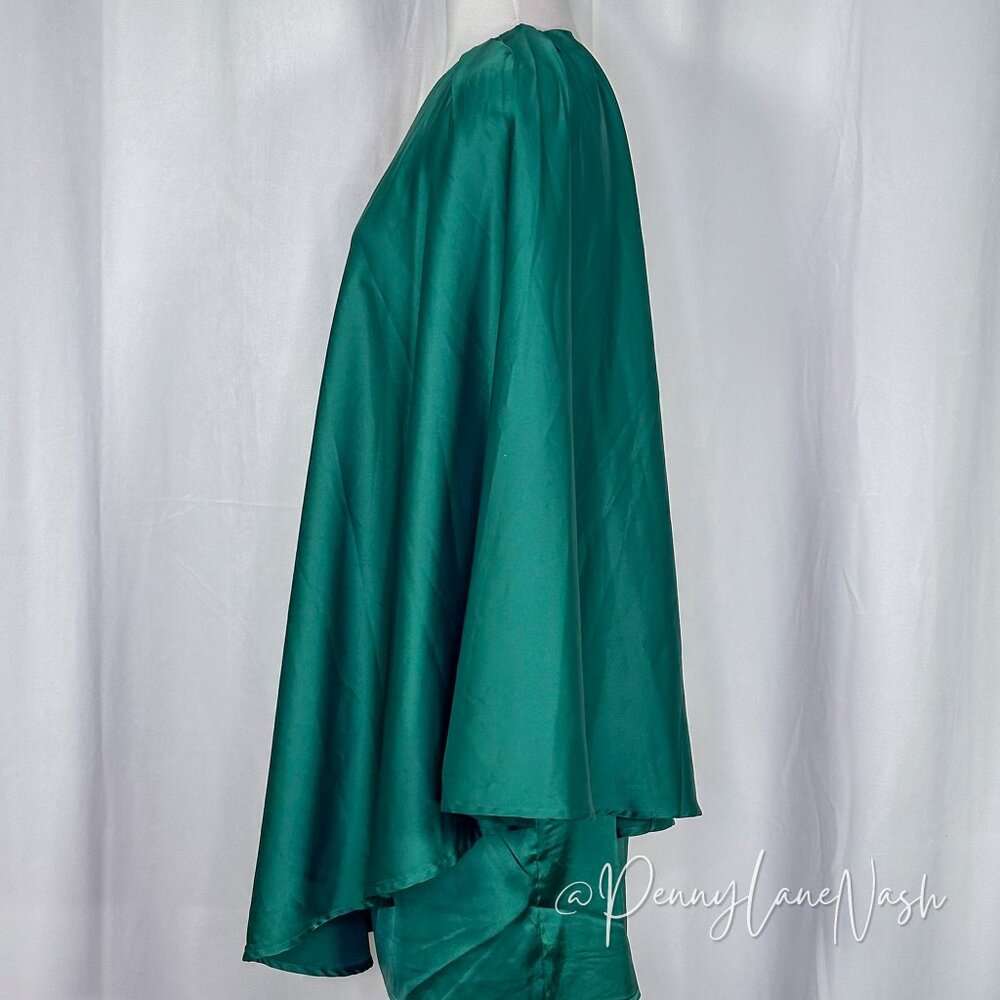 TCEC Satin Draped One Shoulder Mini Dress Green NWT - Picture 11 of 16